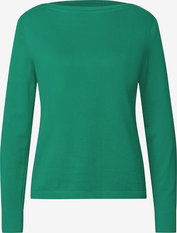 STREET ONE Basic Pullover mit U-Boot-Ausschnitt in Grün: Vorderseite
