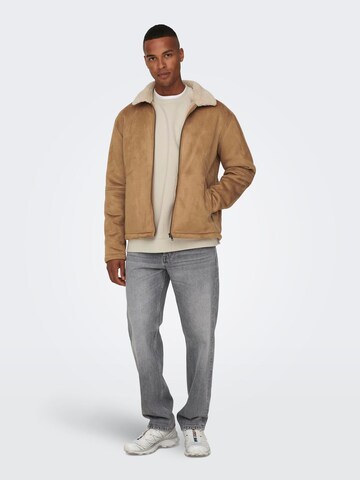 Only & Sons Between-season jacket 'ONSROYCE' in Brown