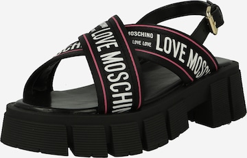 Sandales à lanières Love Moschino en noir : devant