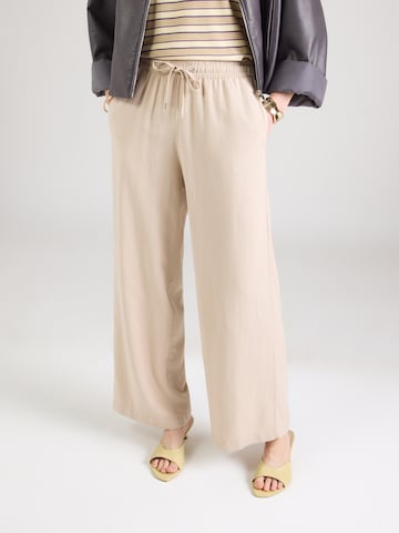 QS Wide leg Broek in Beige: voorkant