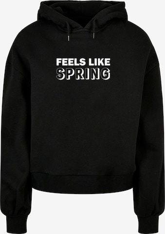 Merchcode Sweatshirt 'Spring - Feels like' in Zwart: voorkant