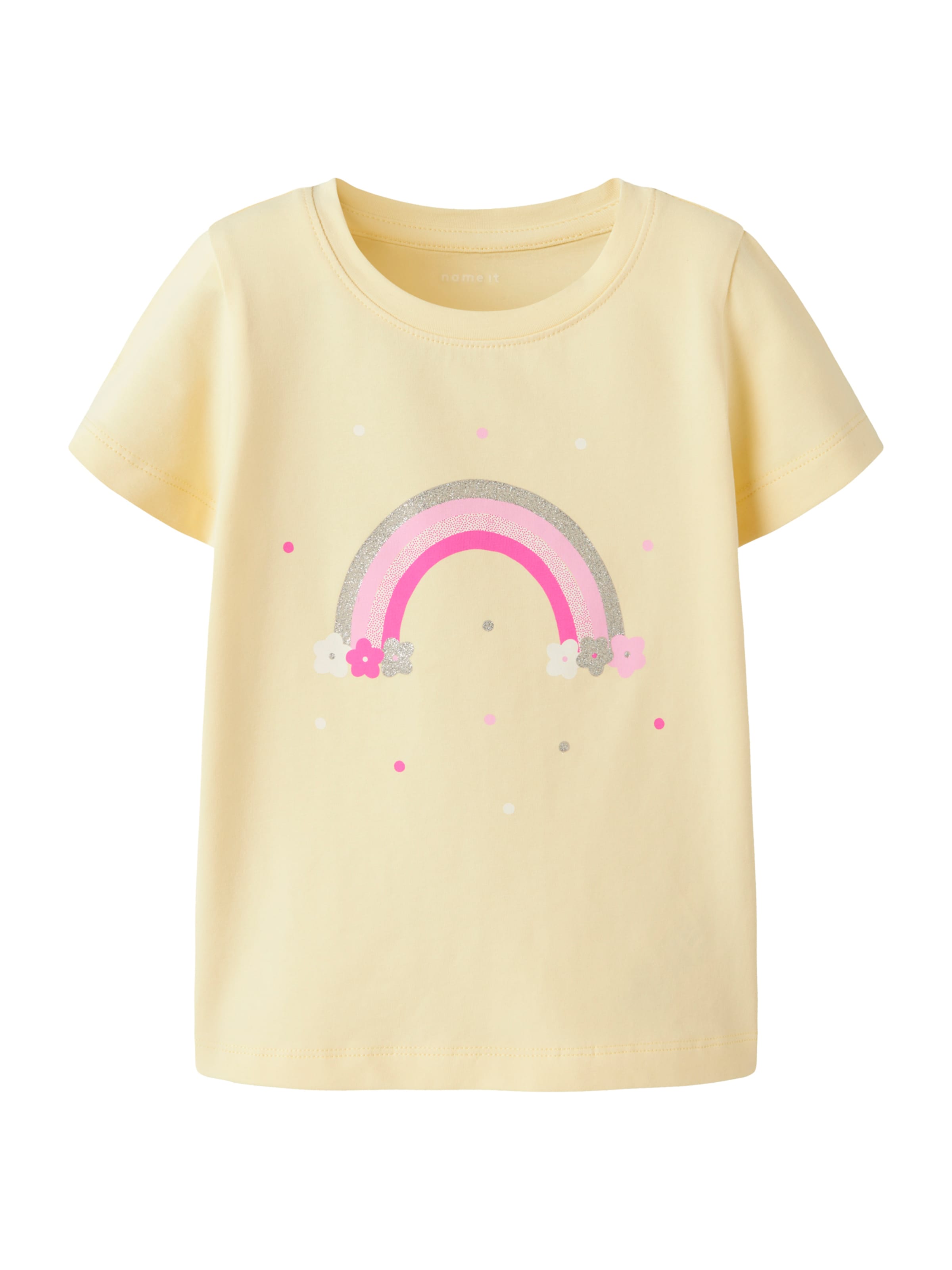 NAME IT Футболка 'NMFDOTTAS' в Пастельно-желтый / Ярко-розовый / Серебристый, Обзор товара