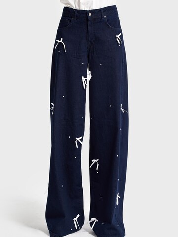 IT'S BASIC Wide leg Jeans 'Palazzo Mid Rise Jeans - Deep Sea' in Blauw