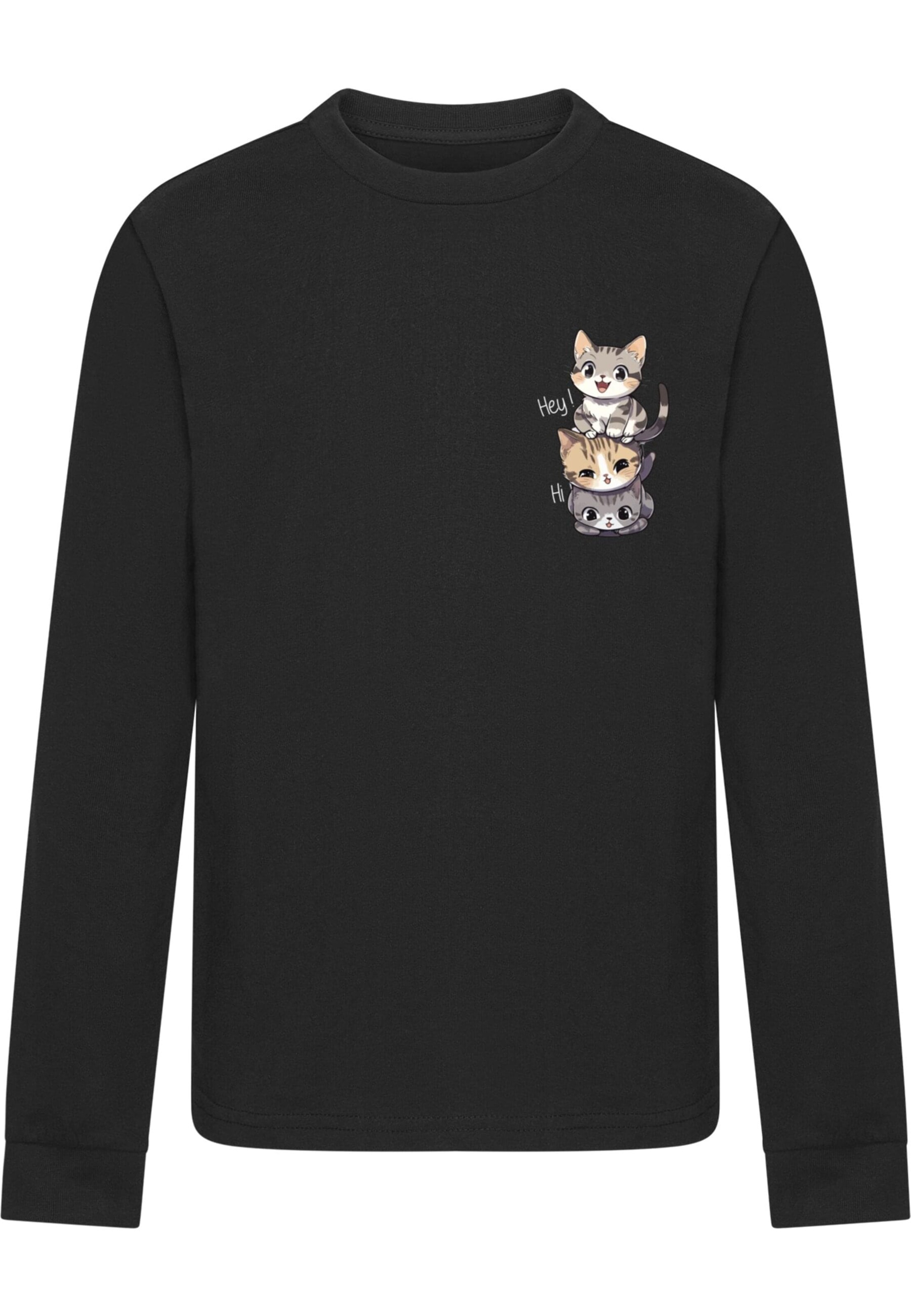 Merchcode Shirt 'Hi Cats' in Zwart: voorkant