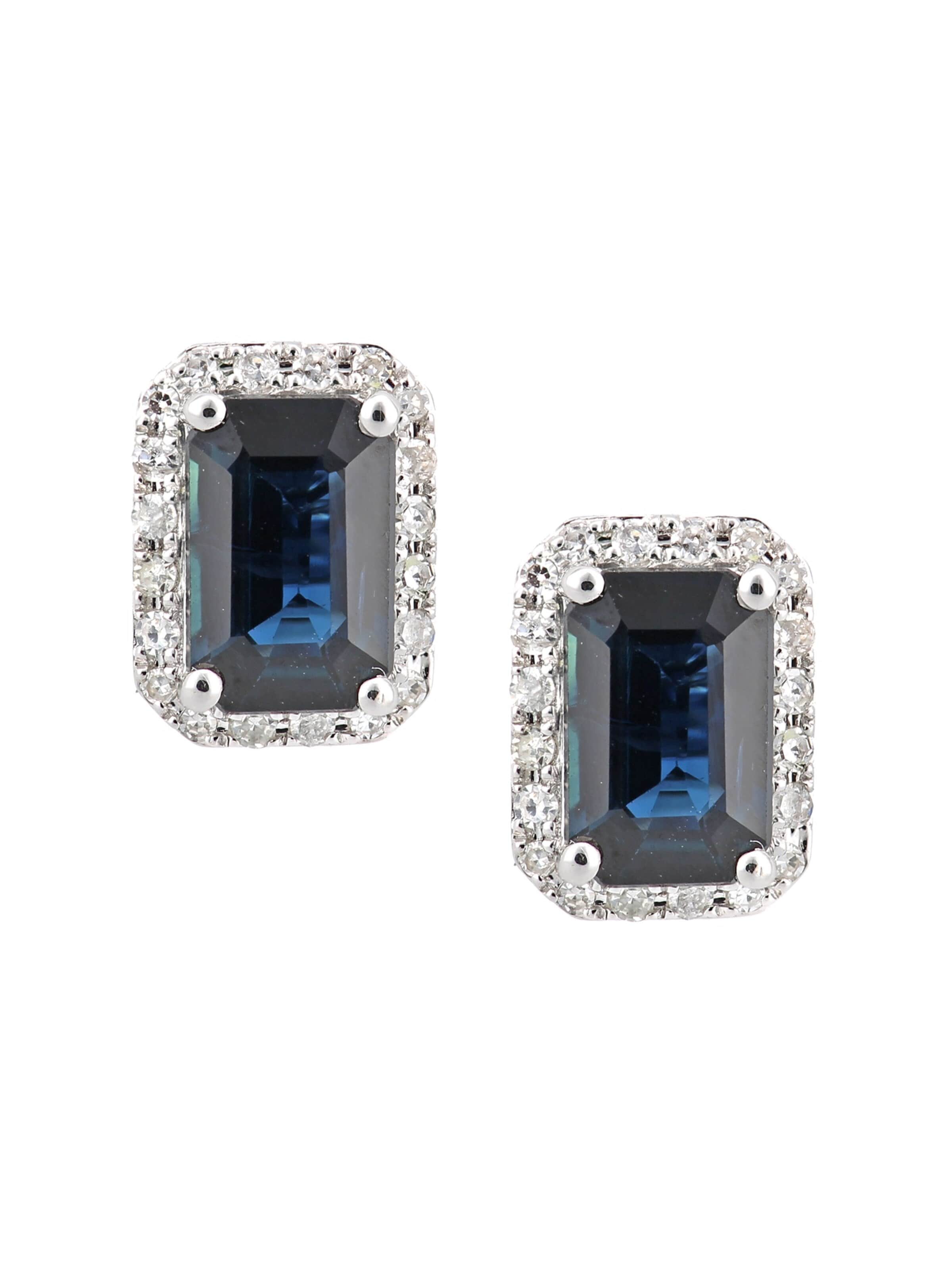 DIAMANT LETERNEL - Pendientes 'Ohrstecker aus 750 Weißgold mit Diamant mit Saphir' en plata: frente