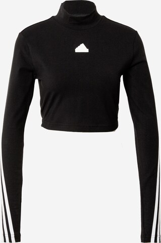 ADIDAS SPORTSWEAR Funkcionalna majica 'Future Icons 3-Stripes Mock Neck' | črna barva: sprednja stran