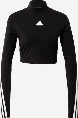 ADIDAS SPORTSWEAR Performance Shirt 'Future Icons 3-Stripes Mock Neck' in Black: front