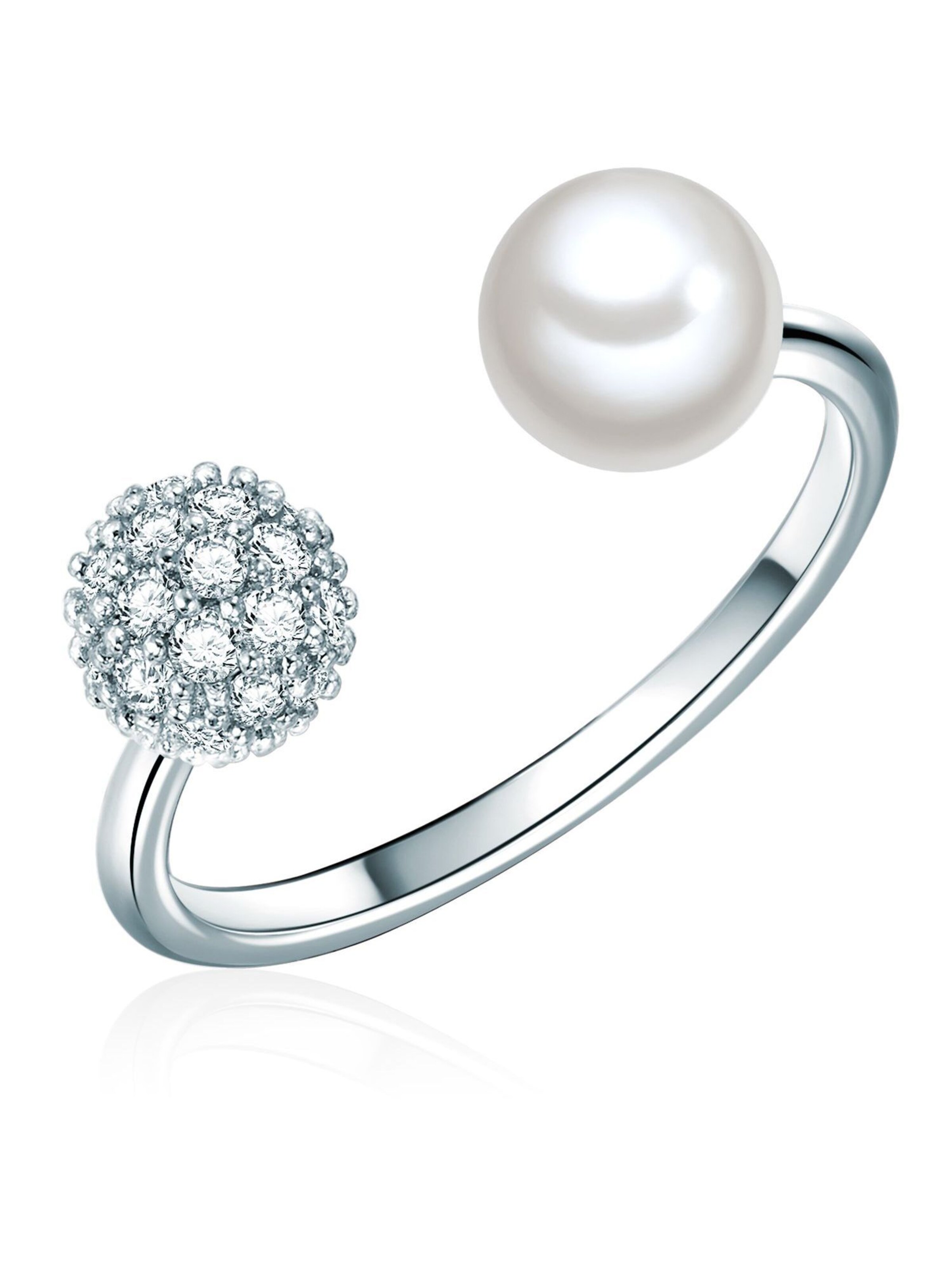Lulu & Jane Ring in silber / perlweiß, Produktansicht