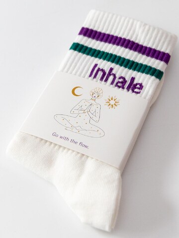 Divasya Socks 'Inhale Exhale' in Purple: front