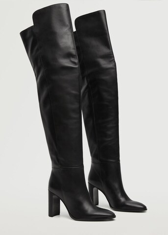 MANGO Over the Knee Boots in Black