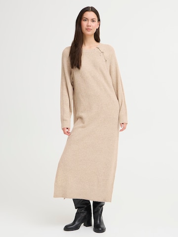 ICHI - Vestido de malha 'IHDASILA' em bege: frente