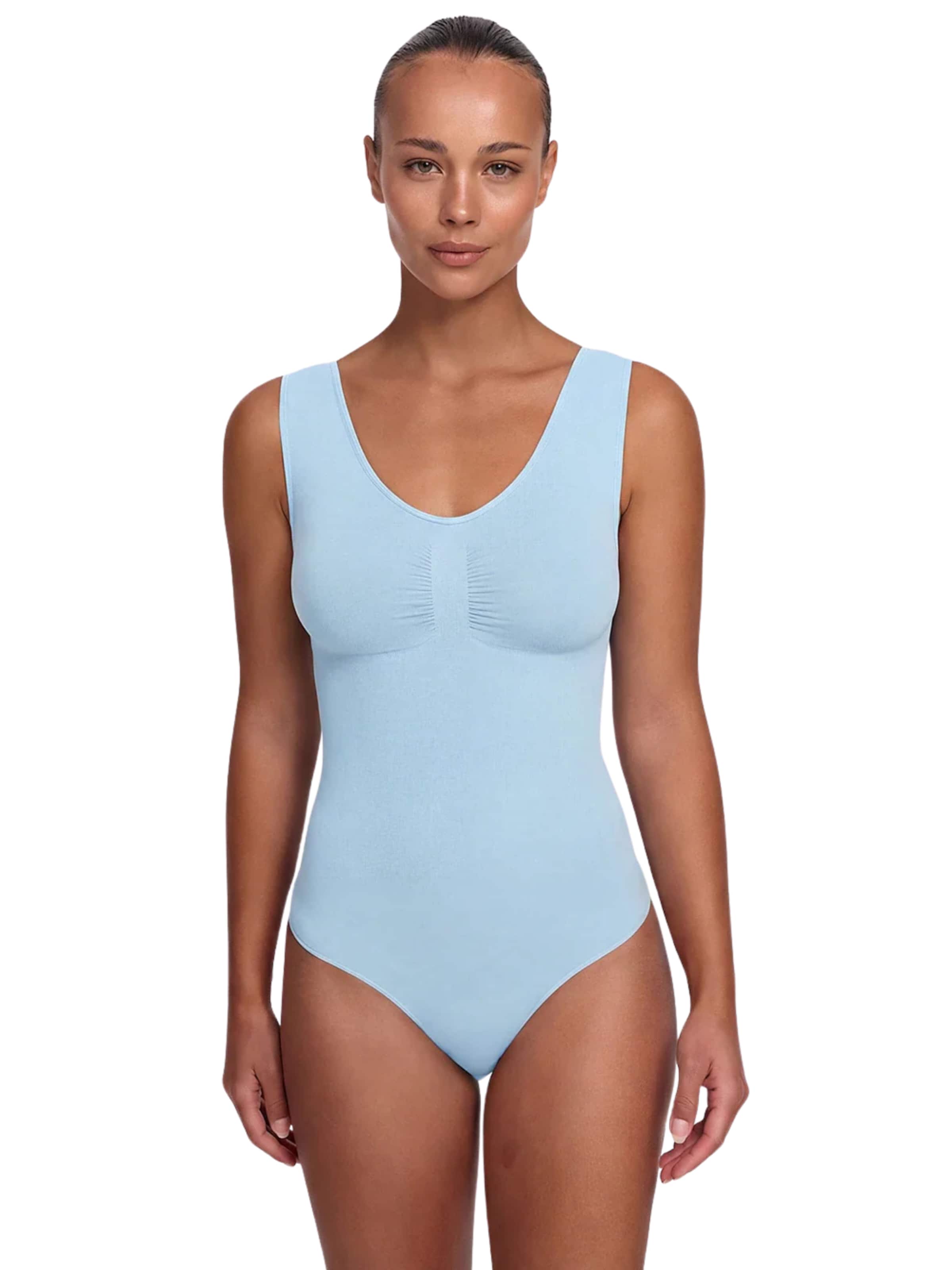 cfab (formerly creamy fabrics) Shaping Bodysuit 'Tank Bodysuit Sculpting Shapewear mit String' in Blue: front