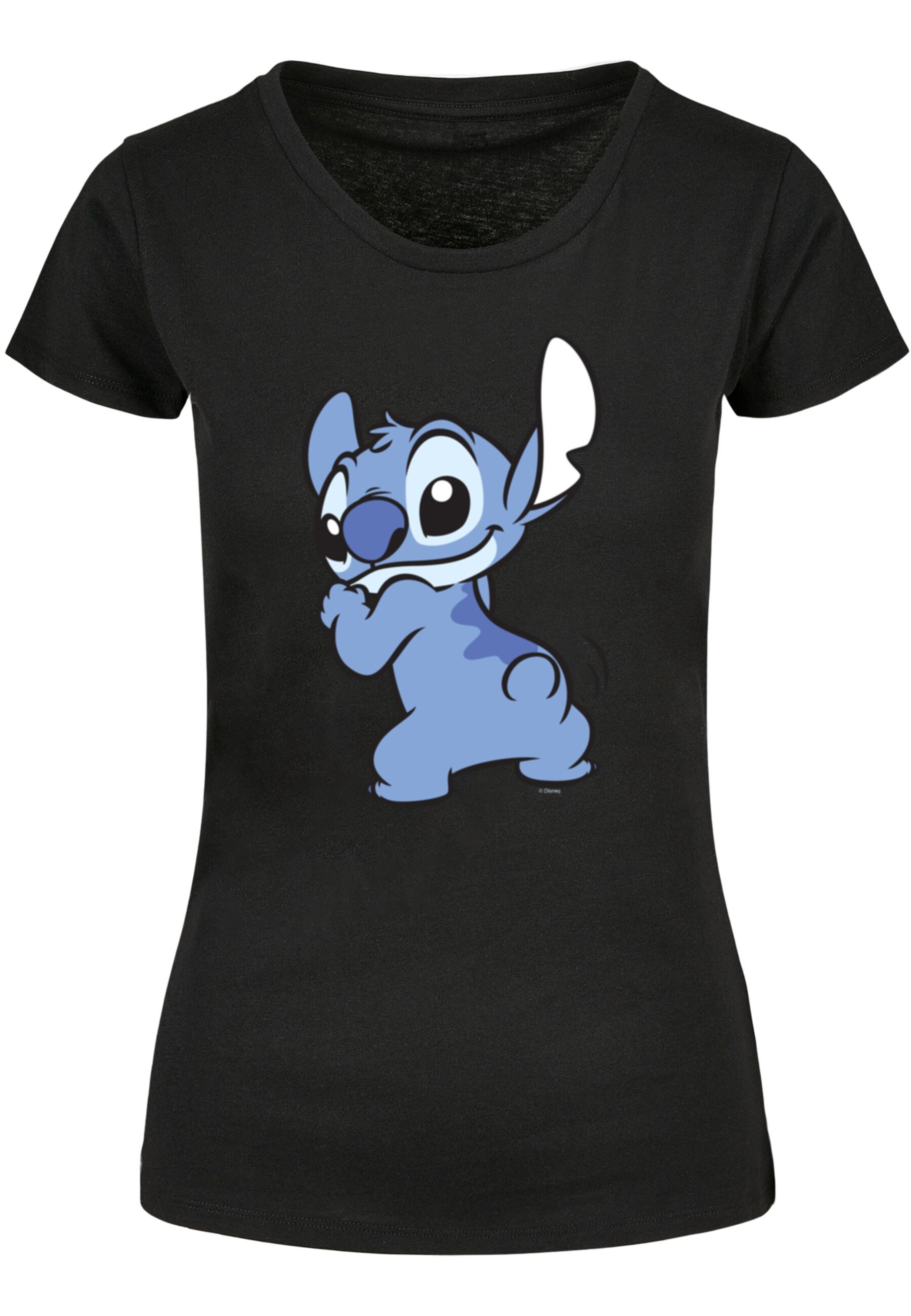 ABSOLUTE CULT Shirt 'Lilo And Stitch - Stitch Backside Breast' in Zwart: voorkant