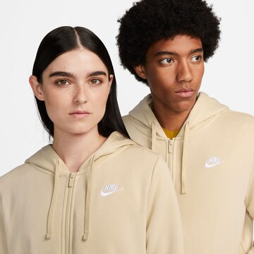 Nike Sportswear Zip-Up Hoodie 'Club Fleece' in Beige