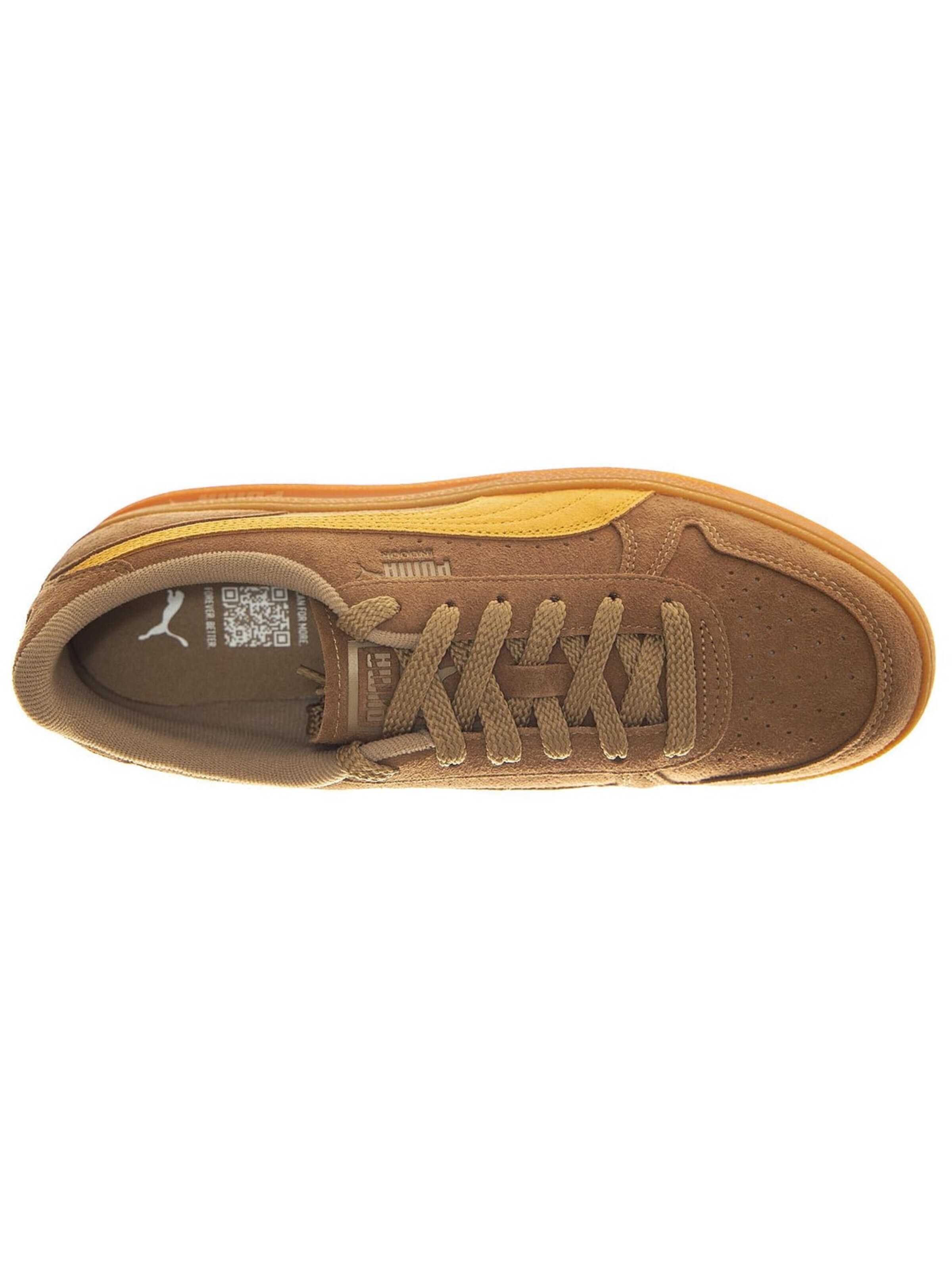 PUMA Athletic lace-up shoe 'Indoor R-Suede Chocolate Chip / Sport Yellow' in Brown