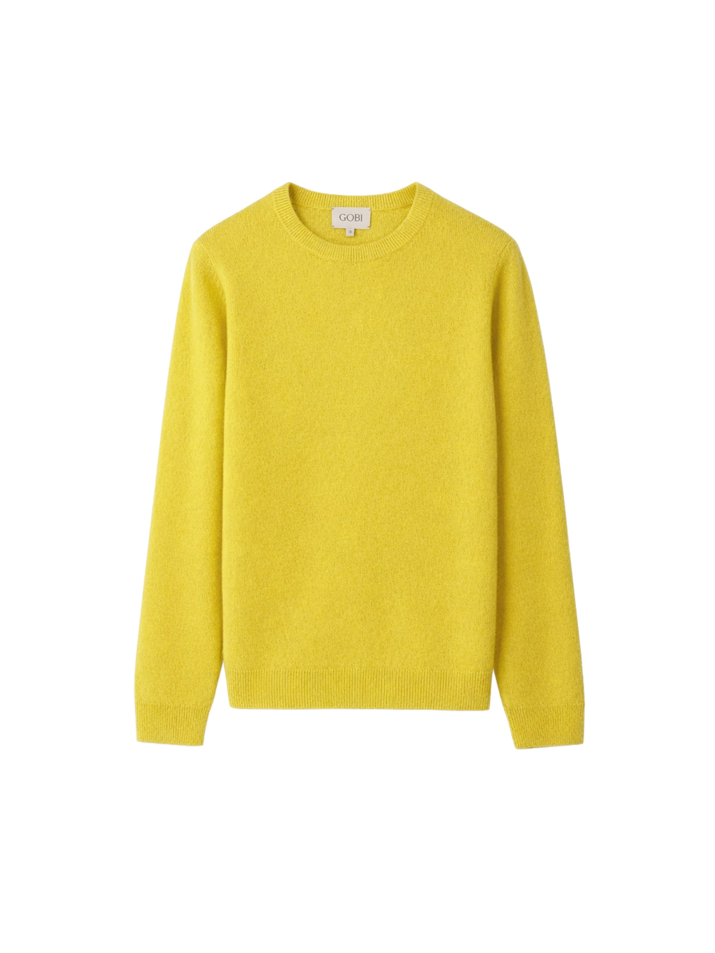 GOBI Cashmere - Jersey 'Women's Essential Cashmere Crewneck Sweater' en amarillo: frente