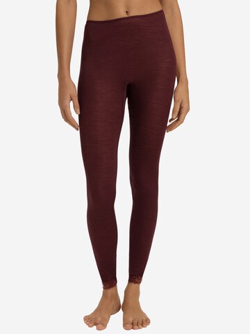 Hanro Skinny Leggings ' Woolen Lace ' in Bruin: voorkant