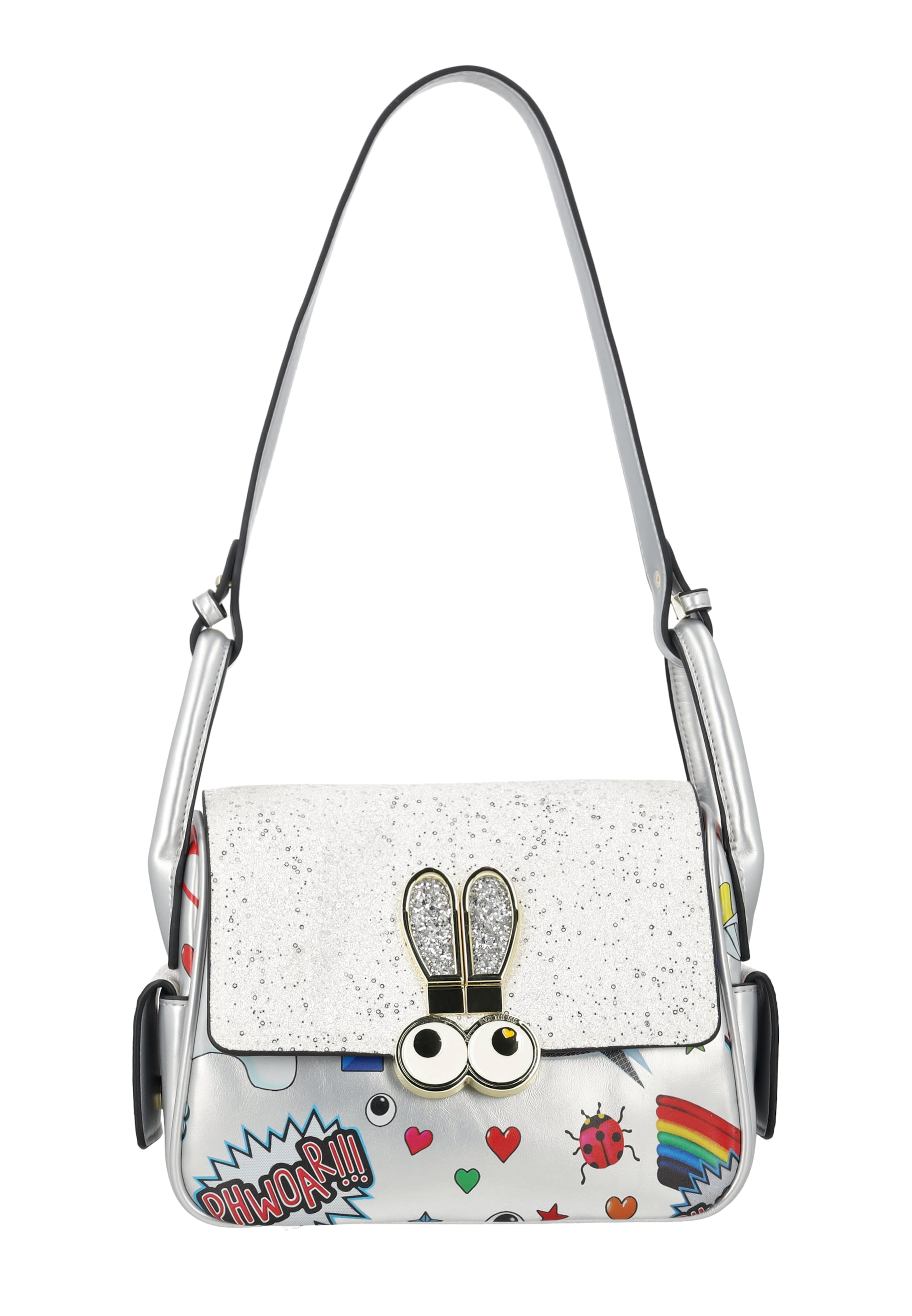 MYMO Schoudertas 'Pop Eyetheme' in Zilver: voorkant