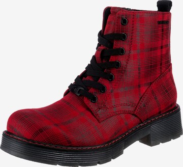 TOM TAILOR Lace-Up Ankle Boots in Red: front