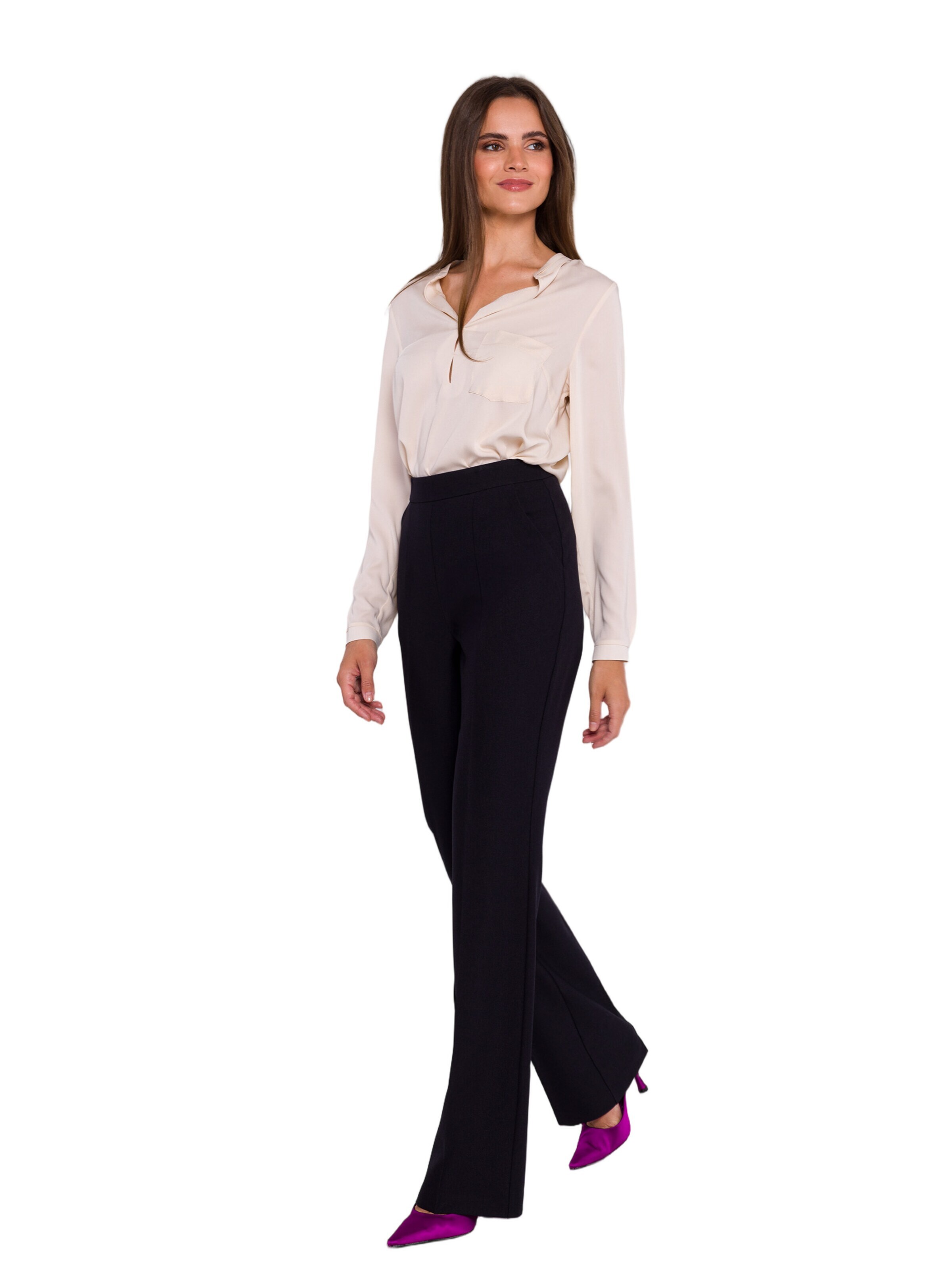Bootcut Pantaloni cu dungă de la Stylove pe negru