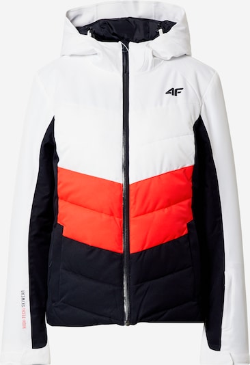4F Jacke in dunkelblau / orangerot / weiß, Produktansicht