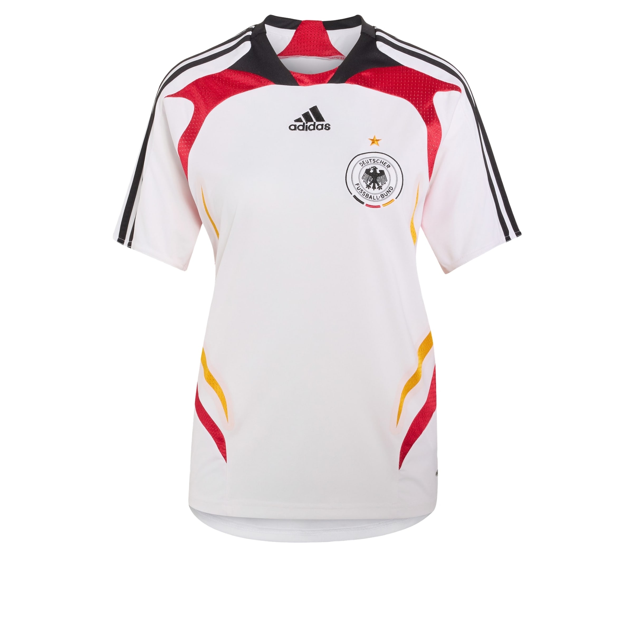 ADIDAS PERFORMANCE Maillot 'Deutschland 2007' en XS en jaune / rouge feu / noir / blanc, Vue avec produit