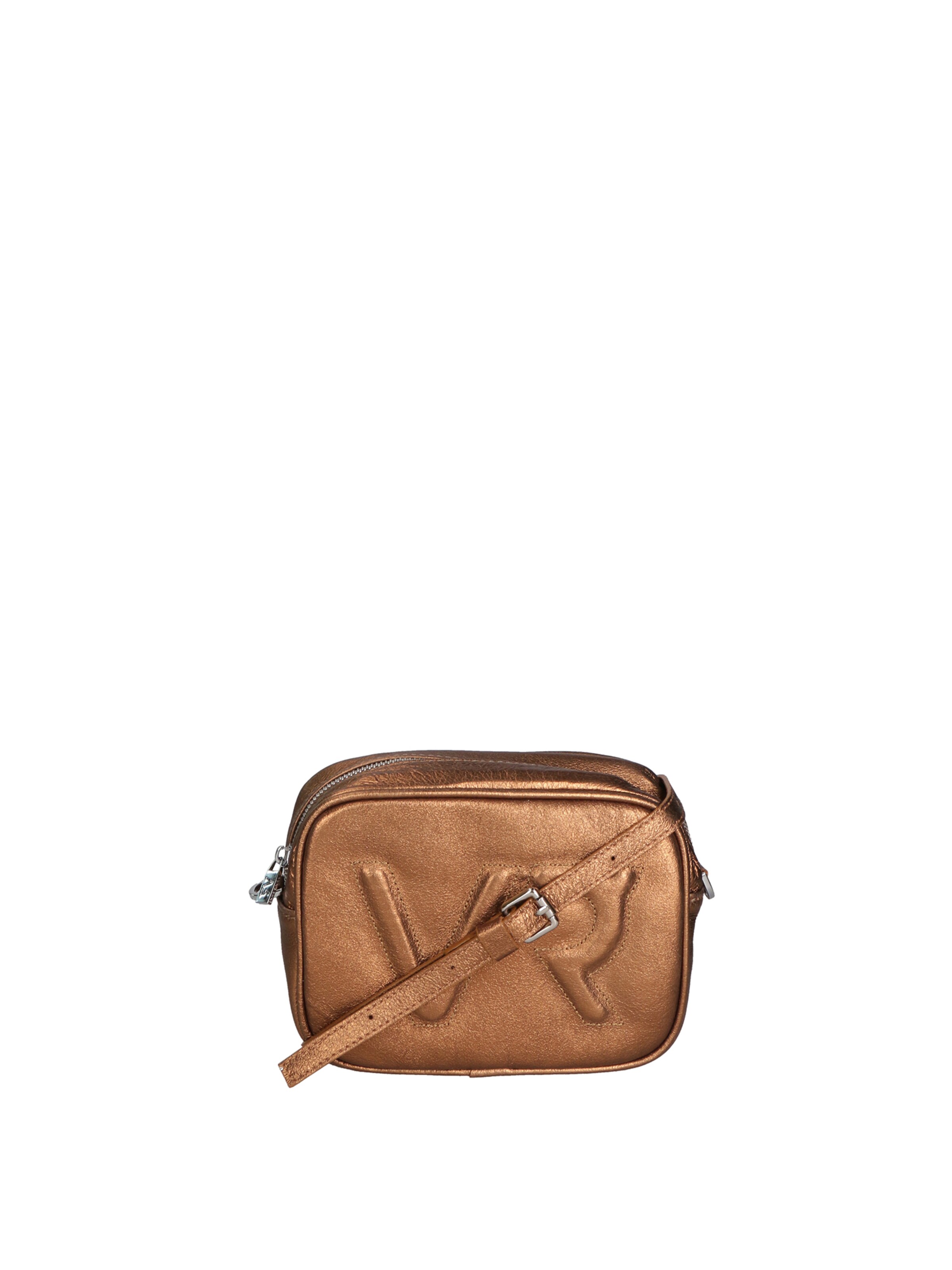 Borsa a tracolla 'Borsa a Tracolla Donna Pelle Laminata con Zip' di Virginia Rhinè in marrone