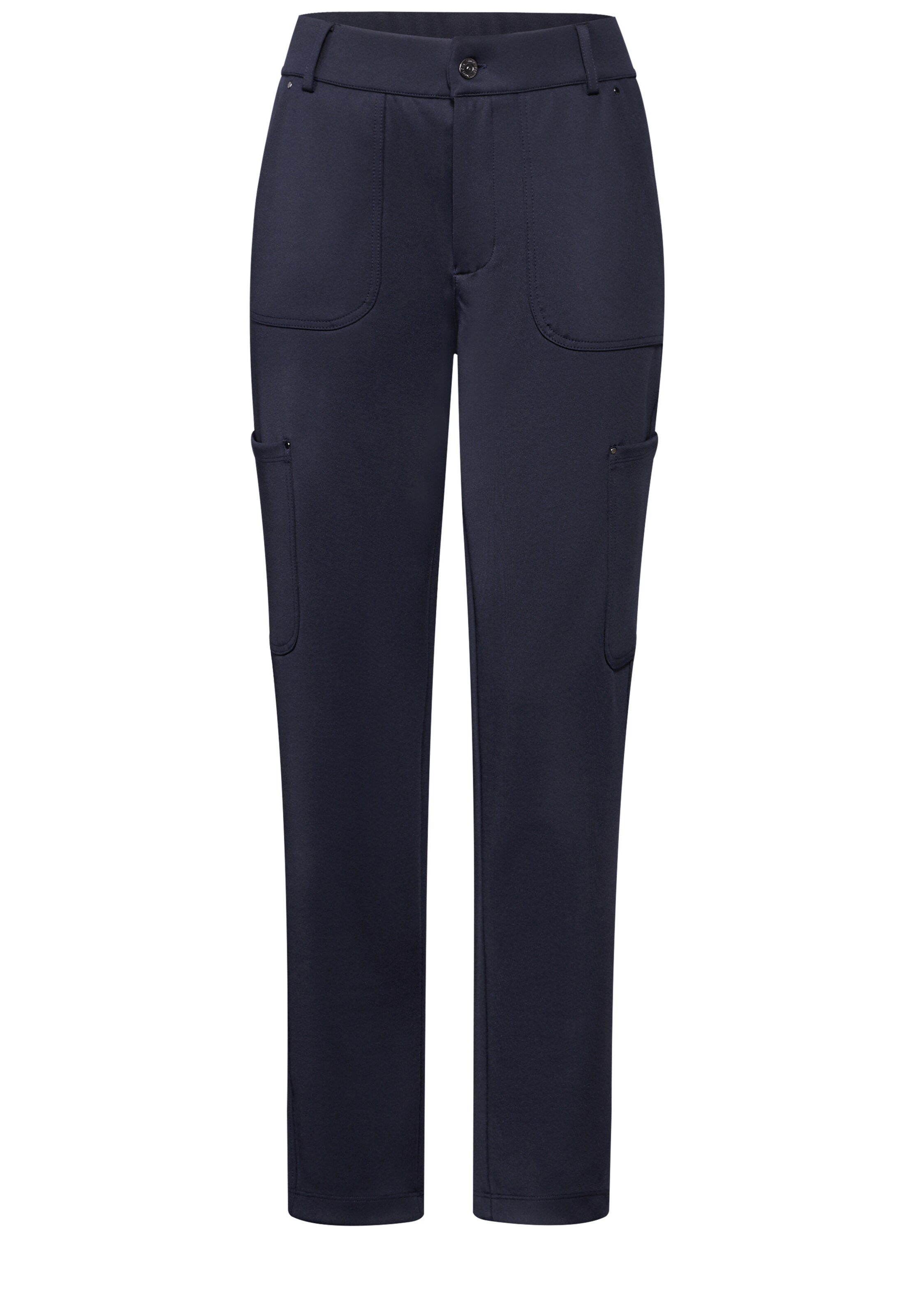 STREET ONE Slimfit Jersey Twill Cargo-Hose in Blau: Vorderseite