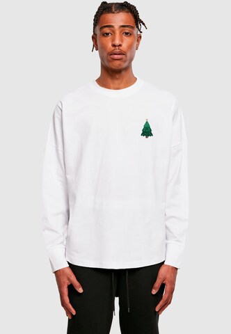 Merchcode Shirt 'Christmas Holly Jolly Mood' in Wit: voorkant