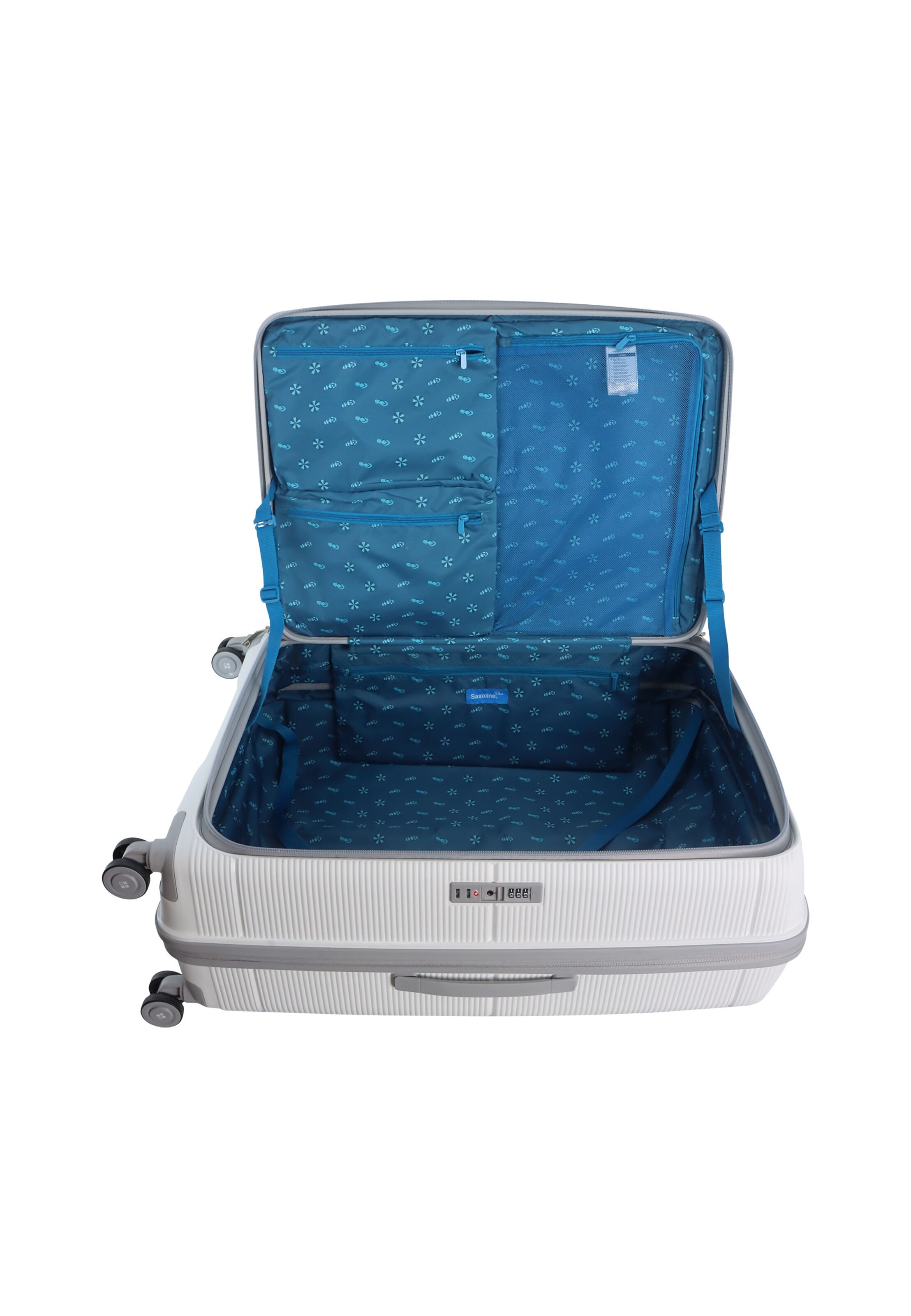 Saxoline Blue Suitcase 'Boho' in Silver