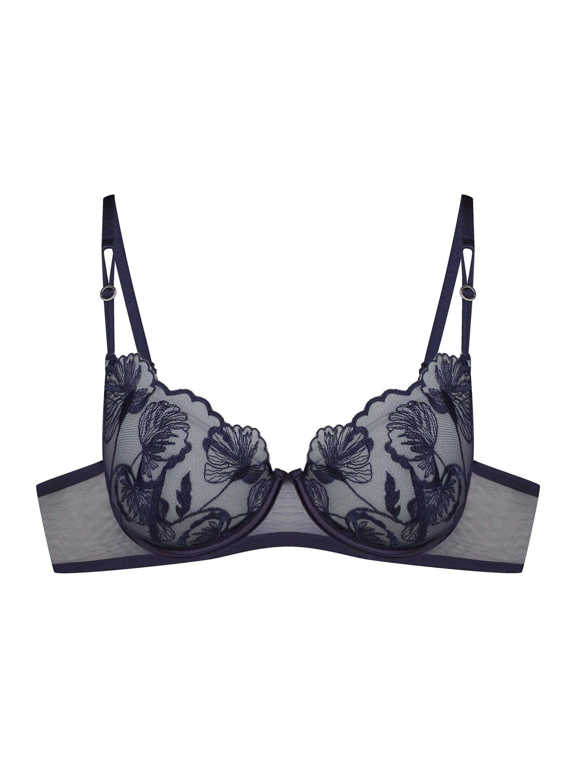Push-up Reggiseno 'Push-up-BH Ophelia, herausnehmbare Polster, transparentes Mesh 70E' di ESOTIQ in blu: frontale