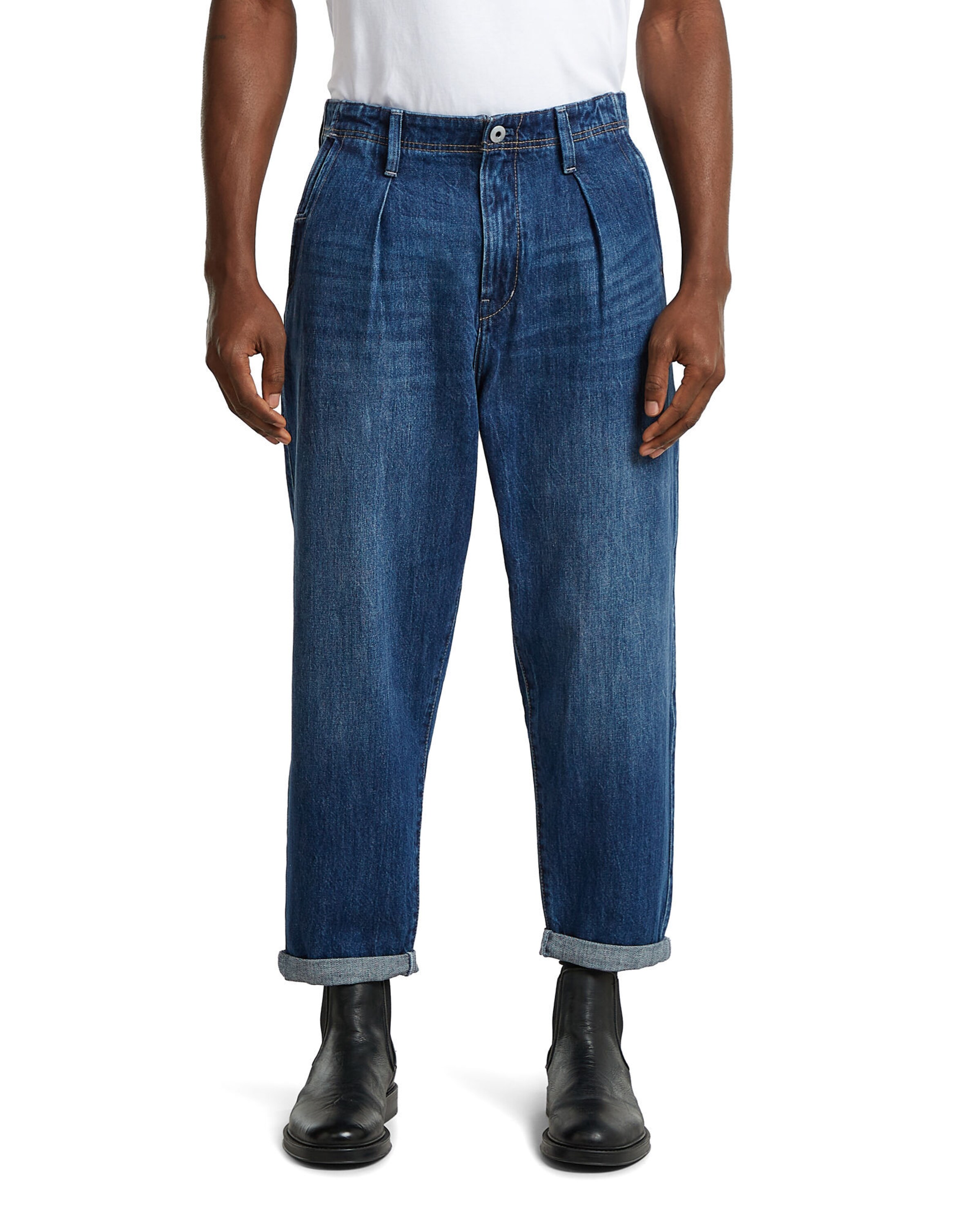 G-STAR Baggy Bandplooi jeans in Blauw: voorkant