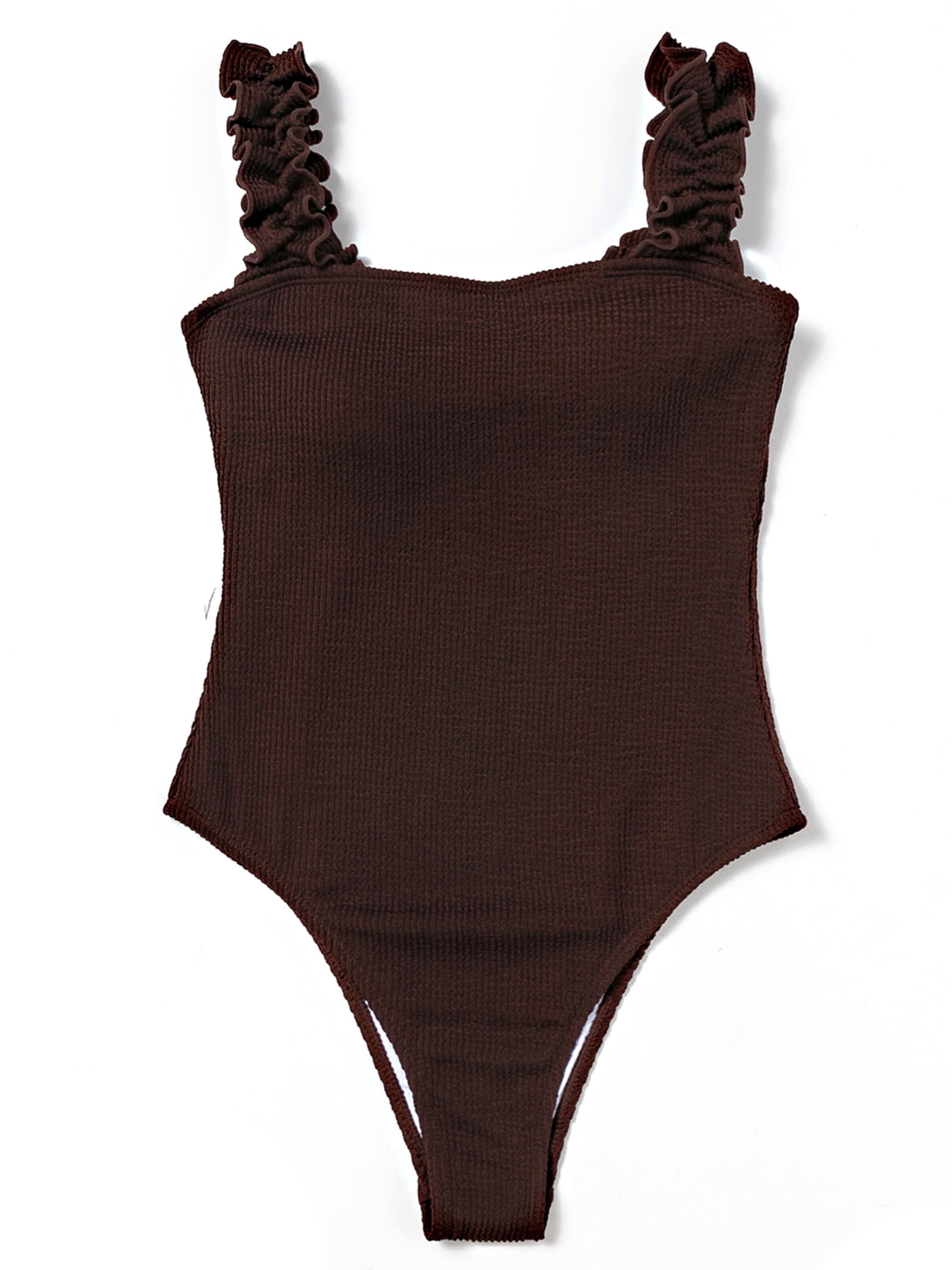 BONVERANO Classic Swimsuit in Brown: front