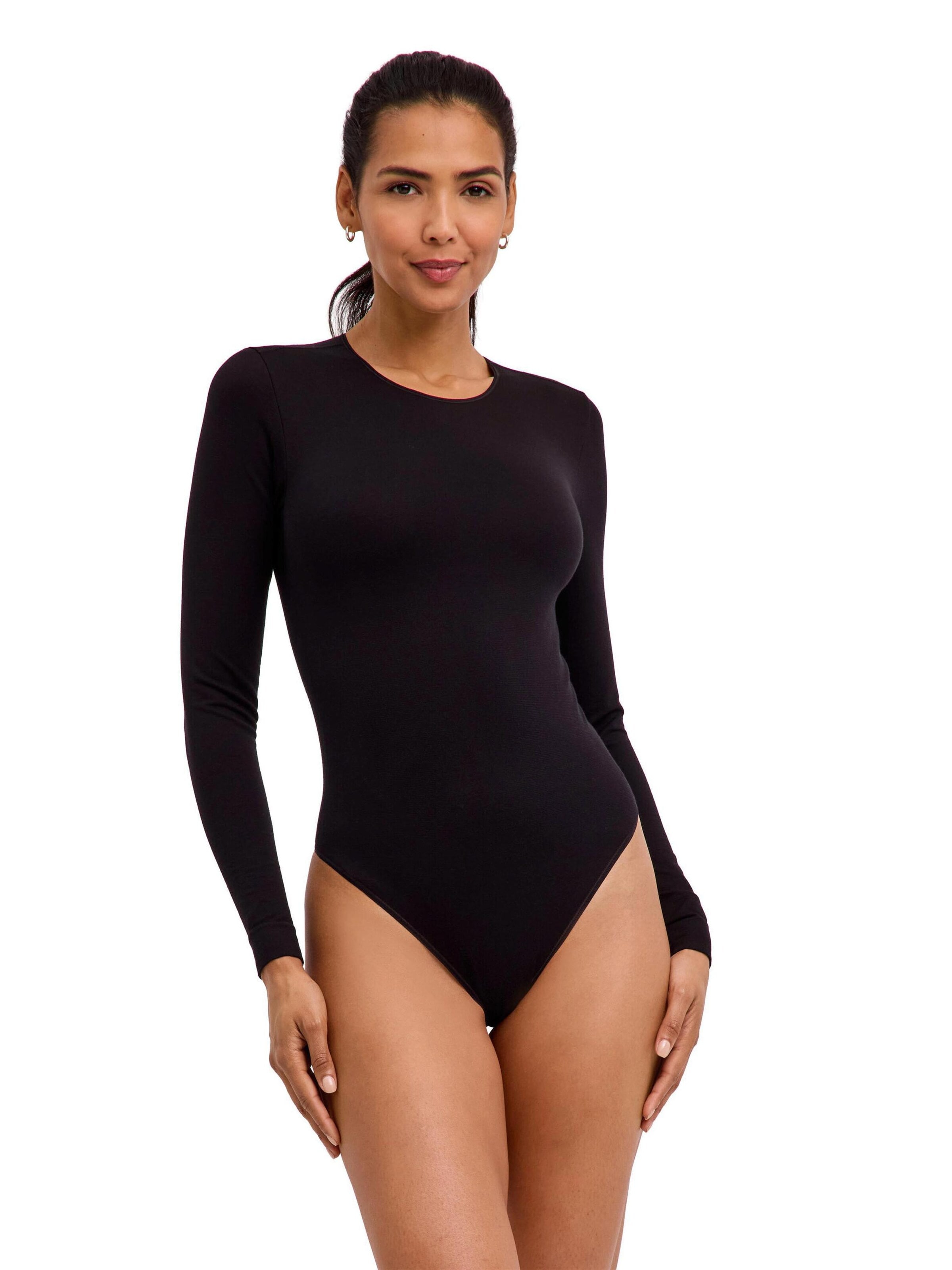 FALKE Body 'Timeless Cotton Crew String'‌ in Schwarz: Vorderseite