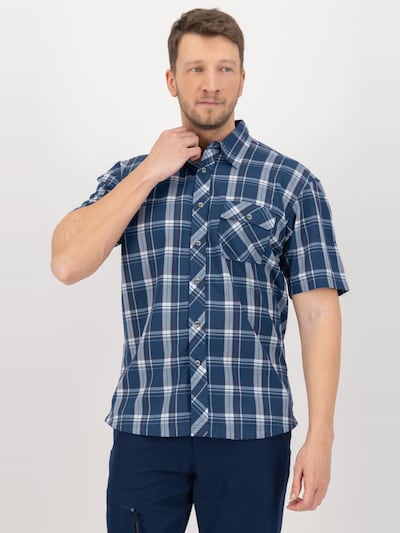 deproc Overhemd 'Outdoorhemd Copper Herren Kurzarmhemd kariert große Größen' in M in de kleur Blauw, Productweergave