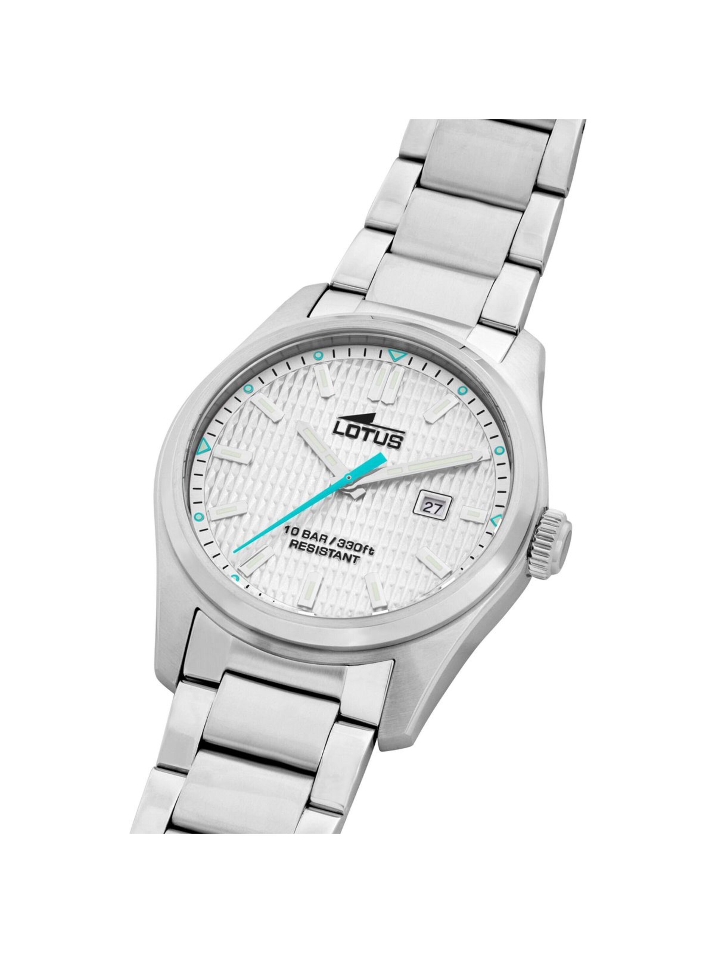 Montre à affichage analogique Lotus en argent