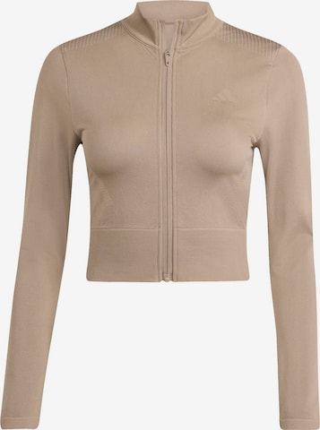 Veste de survêtement ADIDAS PERFORMANCE en marron : devant