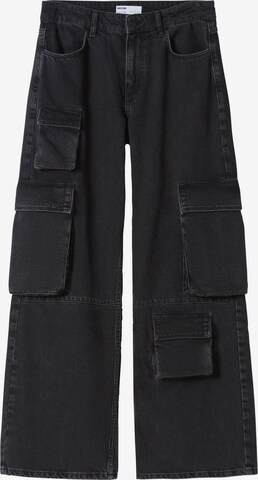 Jeans cargo Bershka en noir : devant