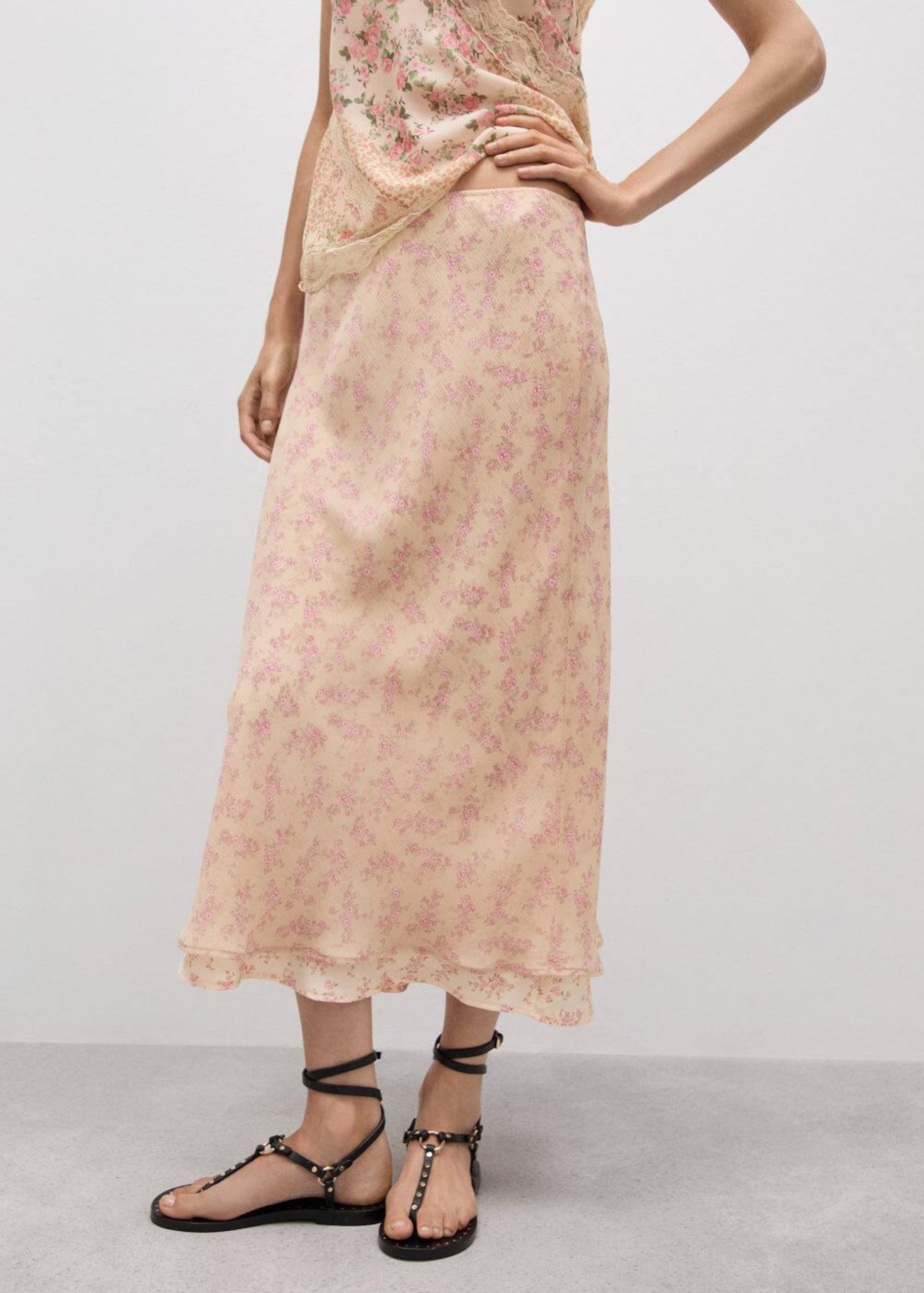 Mango pink midi skirt outlet