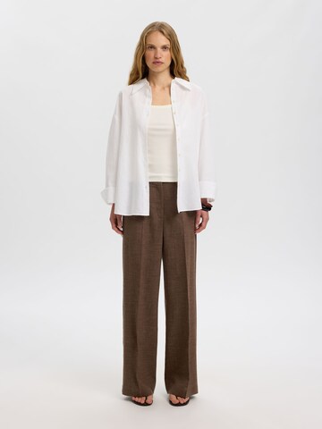 SELECTED Wide leg Pleated Pants in Brown