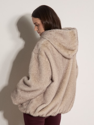 Apricot Soft  Fur Hooded Jacket ' ' in Beige