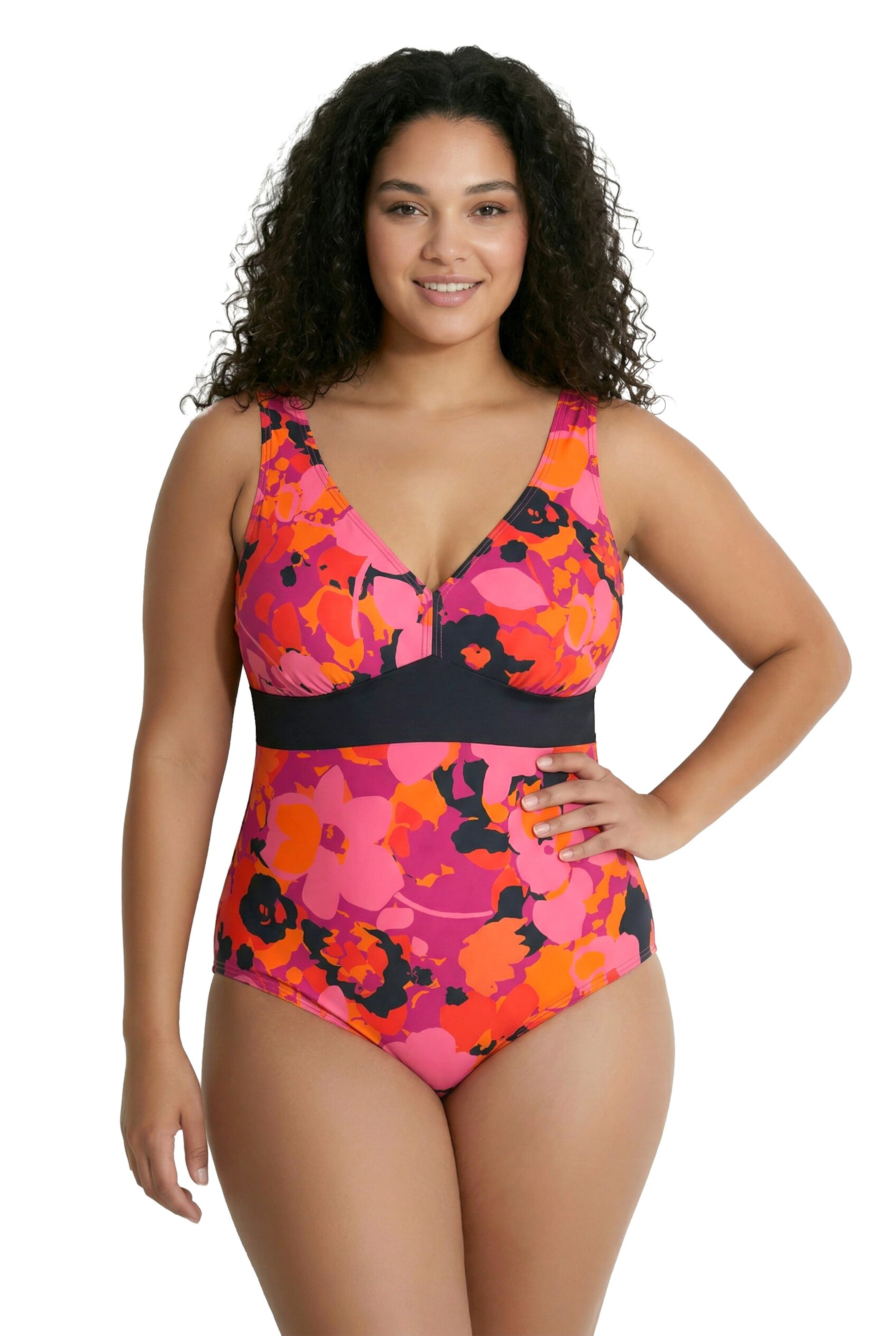 Ulla Popken Bandeau Badpak in Roze
