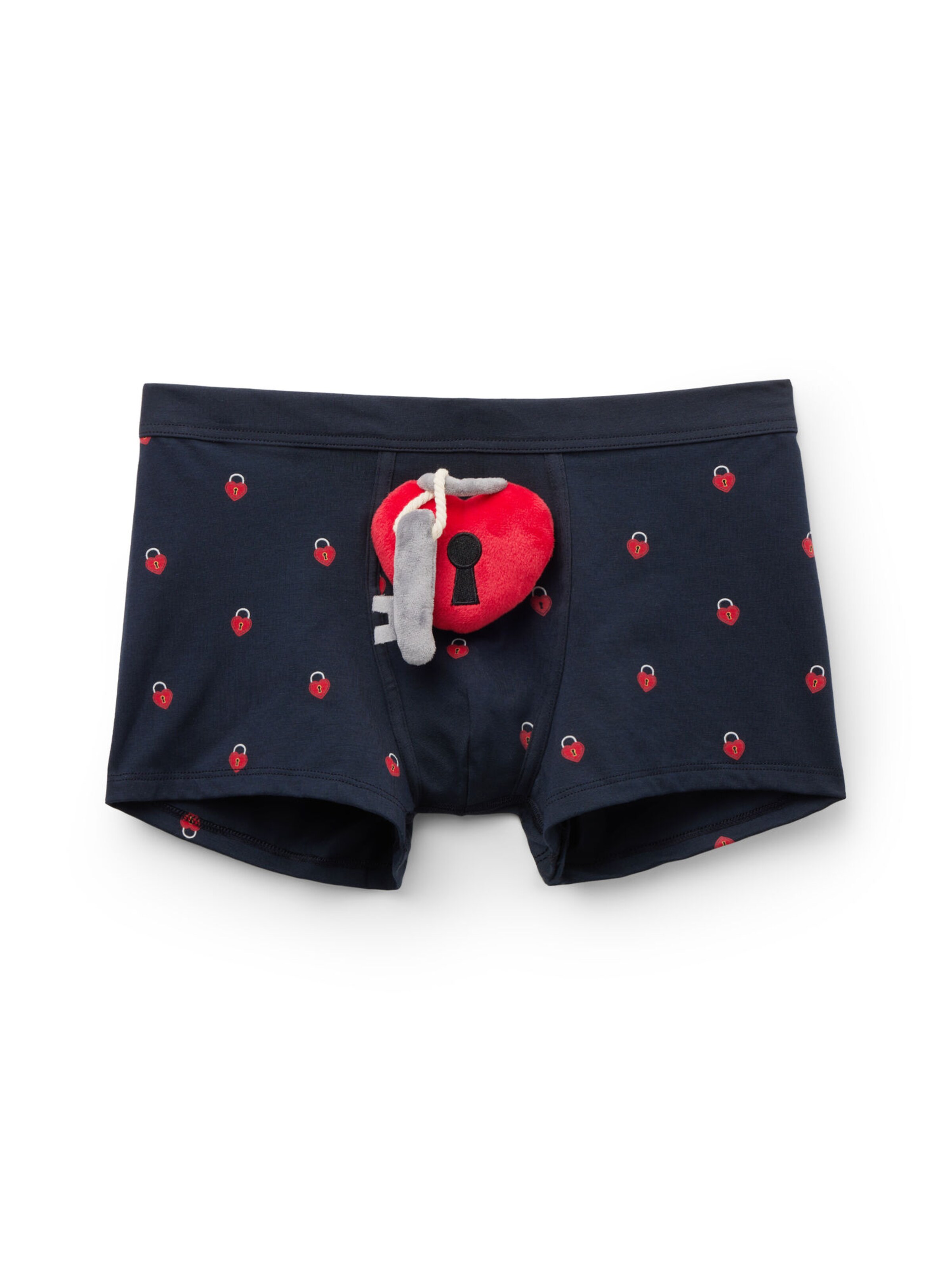 IUMAN Intimissimi Uomo Boxer shorts 'Heart Padlock Soft Toy Valentine' in Blue: front