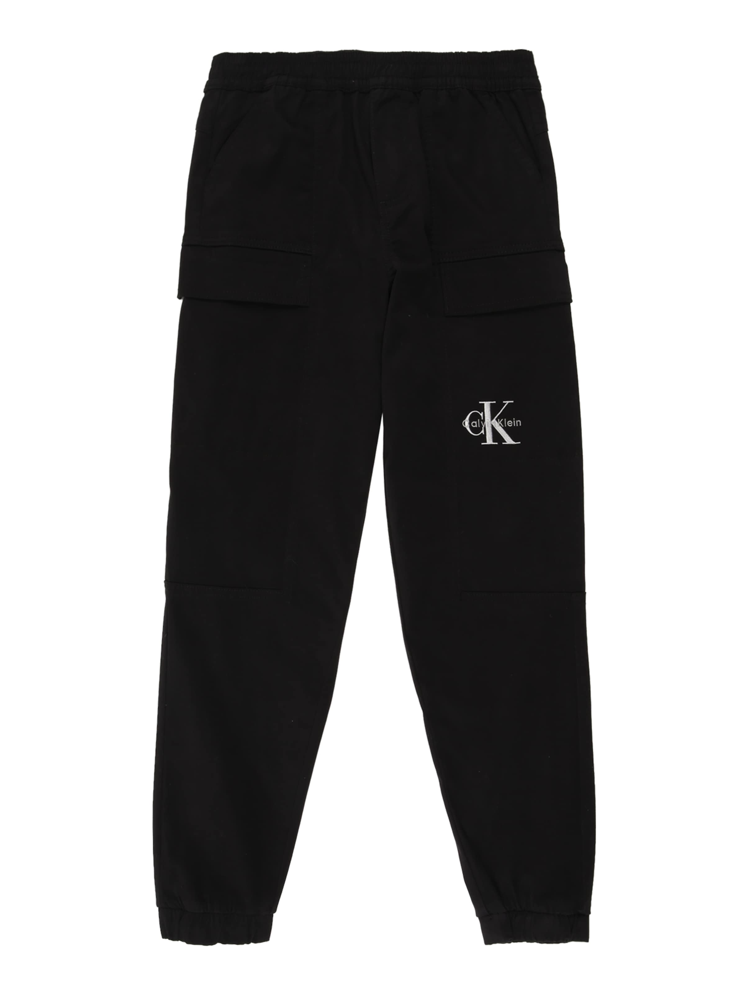 Calvin Klein Jeans Tapered Broek in Zwart: voorkant