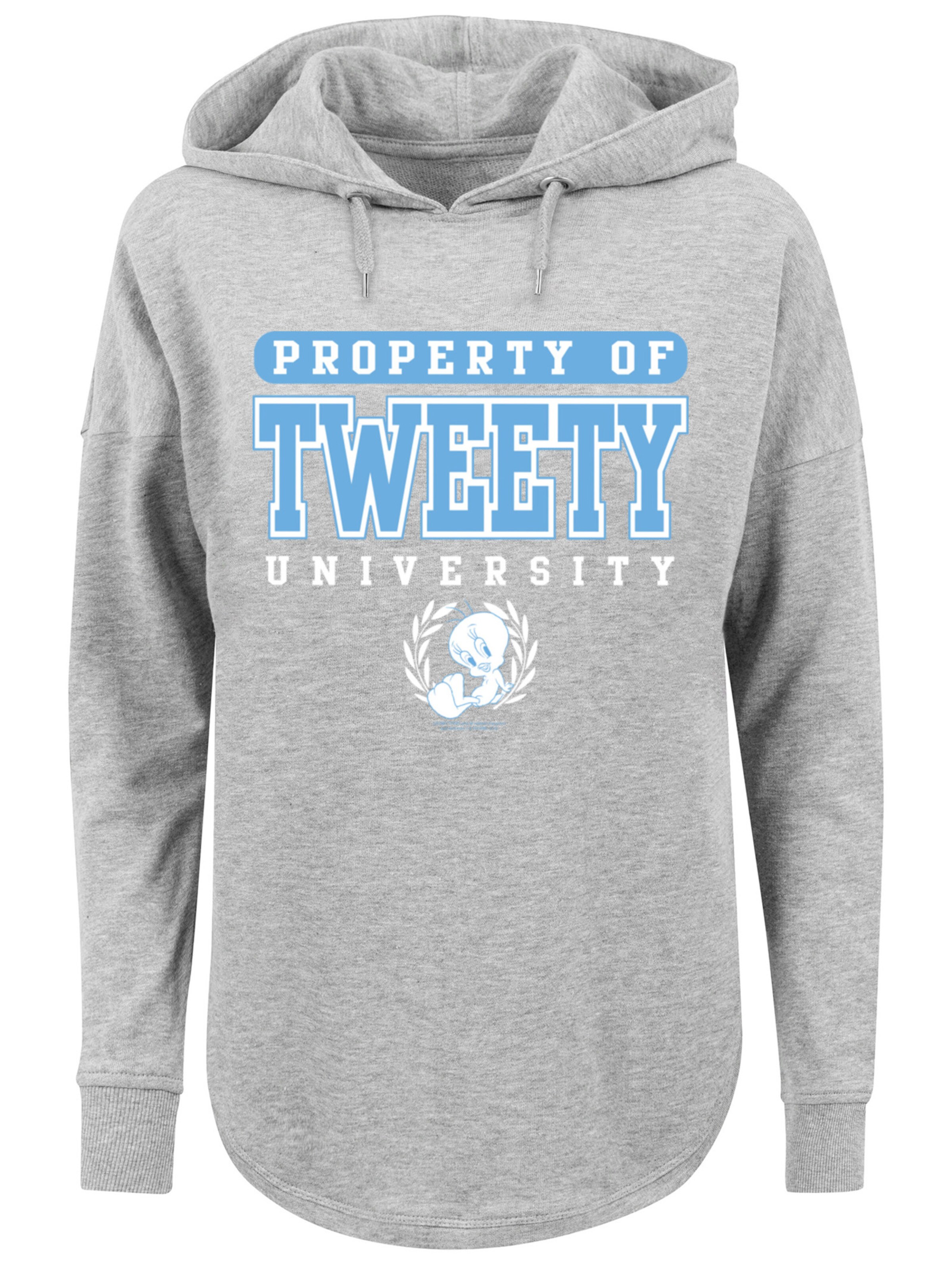 F4NT4STIC Sweatshirt 'Looney Tunes Tweety Property Of University' in Grey: front