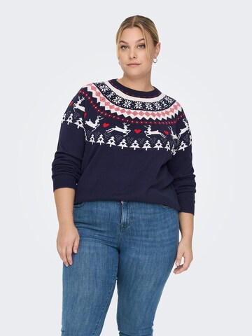 ONLY Carmakoma Sweater 'X-mas' in Blue