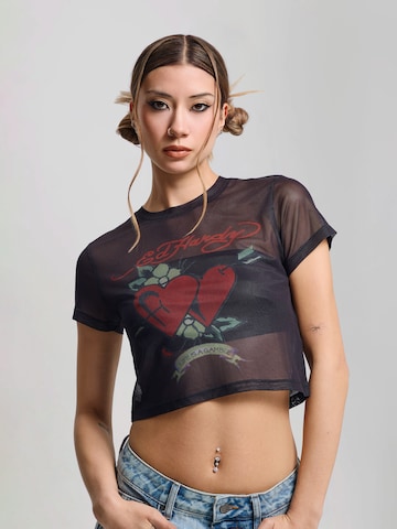 Ed Hardy Тениска 'Life Is A Gamble' в черно: отпред