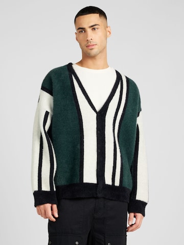 TOPMAN Knit Cardigan in Green: front