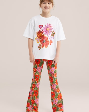 WE Fashion Разкроени Панталон в оранжево