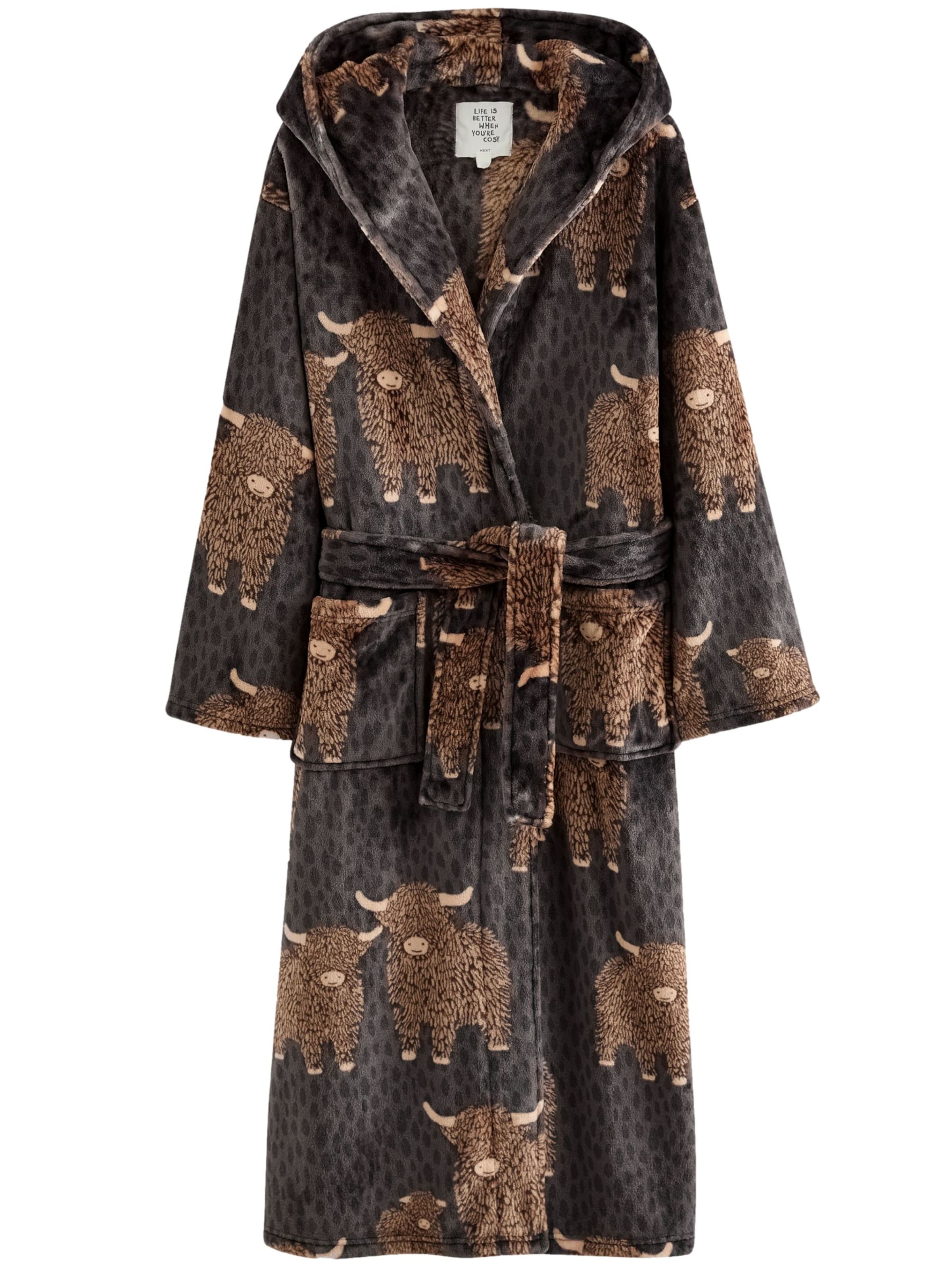 Next Банный халат длинный в Серый: спереди